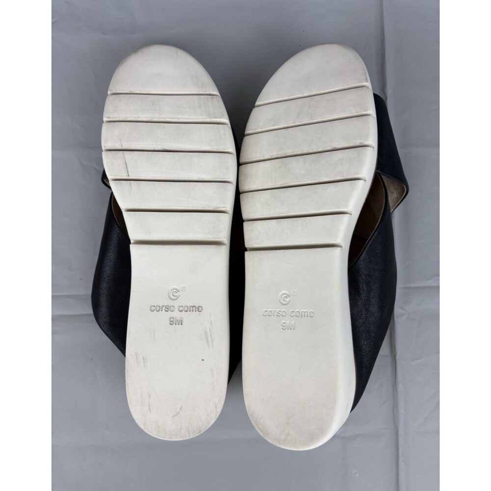 Corso Como Bilanka Leather Sandals 9M Black Wedge Cross Strap Slip-On Slide - Picture 11 of 12